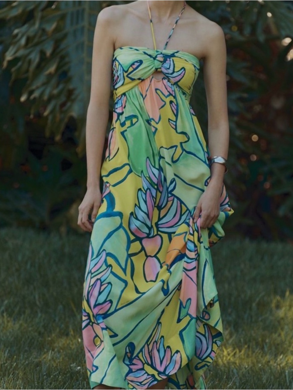 Farm Rio Tropical Floral Halter Maxi Dress - Size M